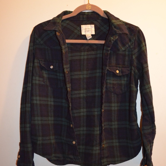 Forever 21 Tops - Black, Navy & Green Flannel